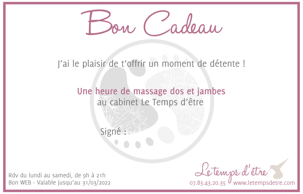 Bon cadeau massage